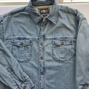Vtg Style Levi's Sherpa Lined Denim Shirt Jacket Shacket Acid Wash Trucker XL